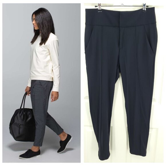 Lululemon Departure Pant 6 Black High Rise Stretchy Ankle Length Tapered Travel - Picture 1 of 16